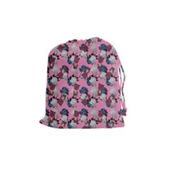 Vintage Floral And Goth Girl Drawstring Pouch (medium) by snowwhitegirl