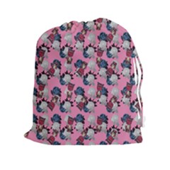 Vintage Floral And Goth Girl Drawstring Pouch (2xl) by snowwhitegirl