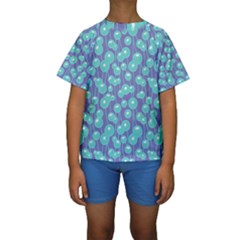 Blue Dandelions  Cute Plants Kids  Short Sleeve Swimwear by SychEva