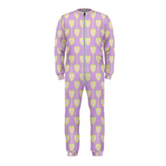 Yellow Hearts On A Light Purple Background Onepiece Jumpsuit (kids) by SychEva