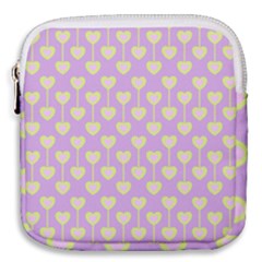 Yellow Hearts On A Light Purple Background Mini Square Pouch by SychEva