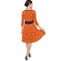 Halloween, Black bats pattern on orange Quarter Sleeve Waist Band Dress View2