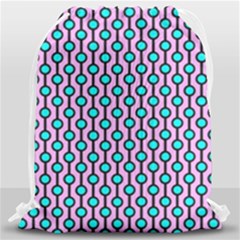 Blue Circles On Purple Background Geometric Ornament Drawstring Bag (large) by SychEva