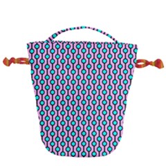 Blue Circles On Purple Background Geometric Ornament Drawstring Bucket Bag by SychEva