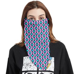 Blue Circles On Purple Background Geometric Ornament Face Covering Bandana (triangle) by SychEva