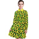 Yellow and green, neon leopard spots pattern Long Sleeve Chiffon Shirt Dress View1