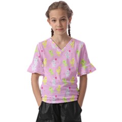 Pastel Adventure Kids  V-neck Horn Sleeve Blouse by thePastelAbomination