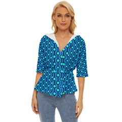Blue Circles On A Dark Blue Background Lightweight Drawstring Hooded Top by SychEva