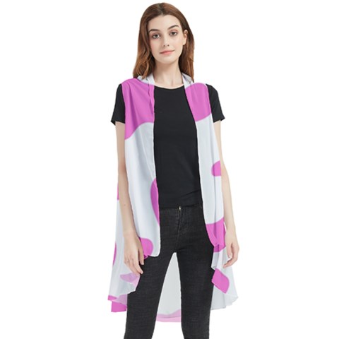 Pink Cow Spots, Large Version, Animal Fur Print In Pastel Colors Sleeveless Chiffon Waistcoat Shirt by Casemiro