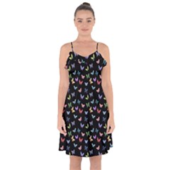 Bright And Beautiful Butterflies Ruffle Detail Chiffon Dress by SychEva