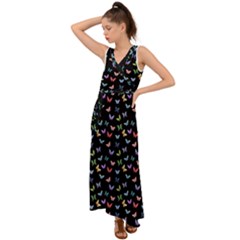 Bright And Beautiful Butterflies V-neck Chiffon Maxi Dress by SychEva