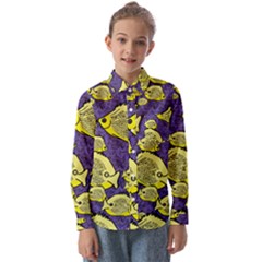 Butterfly Fish And Clove Polyps Kids  Long Sleeve Shirt by SeaworthyClothing