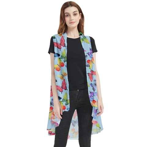 Beautiful Bright Butterflies Are Flying Sleeveless Chiffon Waistcoat Shirt by SychEva