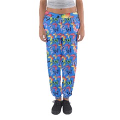 Multicolored Butterflies Fly On A Blue Background Women s Jogger Sweatpants by SychEva