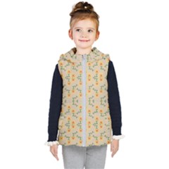 Flowers Pattern Kids  Hooded Puffer Vest by Sparkle