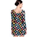 Multicolored Donuts On A Black Background Long Sleeve Bodycon Dress View2