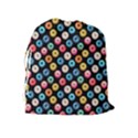 Multicolored Donuts On A Black Background Drawstring Pouch (XL) View2