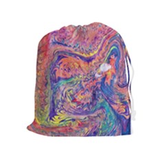 Painted Feathers Drawstring Pouch (xl) by kaleidomarblingart