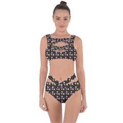 Shiny Pumpkins On Black Background Bandaged Up Bikini Set  by SychEva