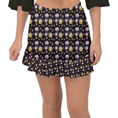 Shiny Pumpkins On Black Background Fishtail Mini Chiffon Skirt by SychEva