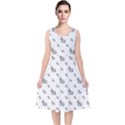 Grey Unicorn Sketchy Style Motif Drawing Pattern V-Neck Midi Sleeveless Dress  View1