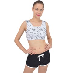 Grey Unicorn Sketchy Style Motif Drawing Pattern V-back Sports Bra by dflcprintsclothing