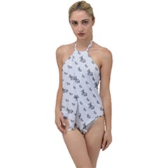 Grey Unicorn Sketchy Style Motif Drawing Pattern Go With The Flow One Piece Swimsuit by dflcprintsclothing