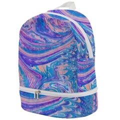 Blue Hues Feathers Zip Bottom Backpack by kaleidomarblingart