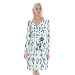 Coniferous Forest Long Sleeve Velvet Front Wrap Dress by SychEva