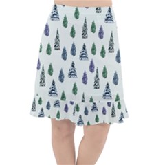 Coniferous Forest Fishtail Chiffon Skirt by SychEva