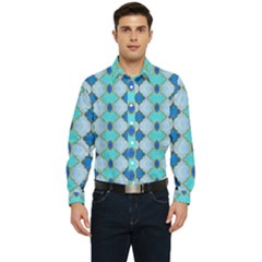 Turquoise Men s Long Sleeve  Shirt by Dazzleway