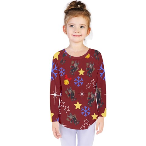 Krampus Kawaii Red Kids  Long Sleeve Tee by NerdySparkleGoth