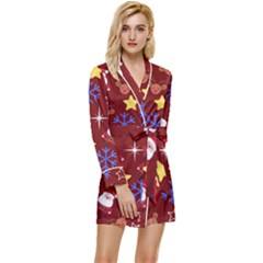 Santa Red Long Sleeve Satin Robe by NerdySparkleGoth