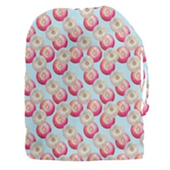 Pink And White Donuts On Blue Drawstring Pouch (3xl) by SychEva