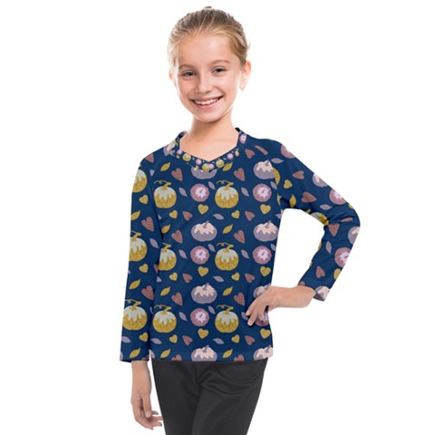 Autumn Pumpkins Kids  Long Mesh Tee by SychEva