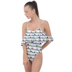 Bullfinches On The Branches Drape Piece Swimsuit by SychEva