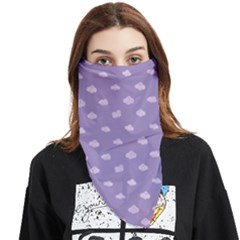 Pink Clouds On Purple Background Face Covering Bandana (triangle) by SychEva