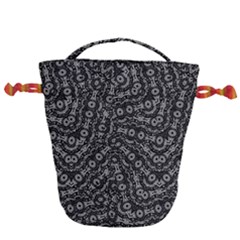 Black And White Modern Intricate Ornate Pattern Drawstring Bucket Bag by dflcprintsclothing
