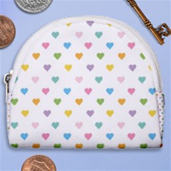 Small Multicolored Hearts Horseshoe Style Canvas Pouch by SychEva