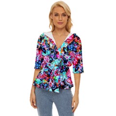 Neon Floral Lightweight Drawstring Hooded Top by 3cl3ctix