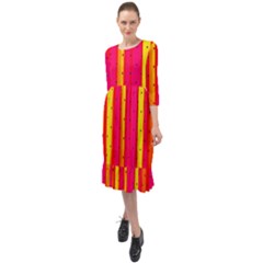 Warped Stripy Dots Ruffle End Midi Chiffon Dress by essentialimage365