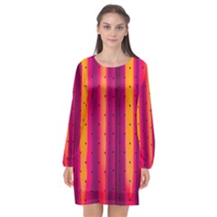 Warped Stripy Dots Long Sleeve Chiffon Shift Dress  by essentialimage365