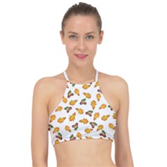 Oak Leaves And Acorns Racer Front Bikini Top by SychEva