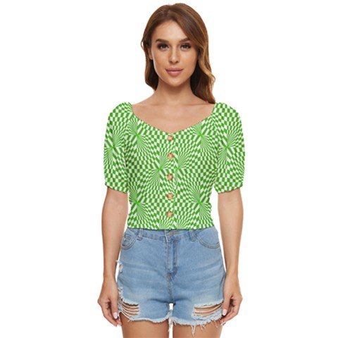 Illusion Waves Pattern Button Up Blouse by Sparkle