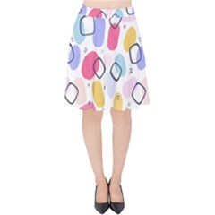 Abstract Multicolored Shapes Velvet High Waist Skirt by SychEva