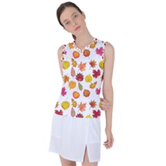 Watercolor Autumn Leaves Women s Sleeveless Sports Top by SychEva