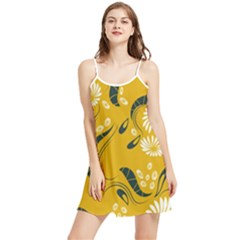Folk Flowers Print Floral Pattern Ethnic Art Summer Frill Dress by Eskimos