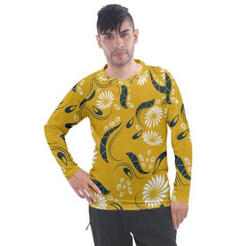 Folk Flowers Print Floral Pattern Ethnic Art Men s Pique Long Sleeve Tee by Eskimos