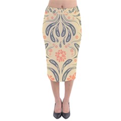 Folk Flowers Print Floral Pattern Ethnic Art Velvet Midi Pencil Skirt by Eskimos