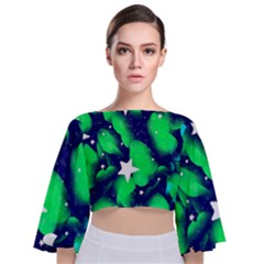 Space Odyssey  Tie Back Butterfly Sleeve Chiffon Top by notyouraveragemonet